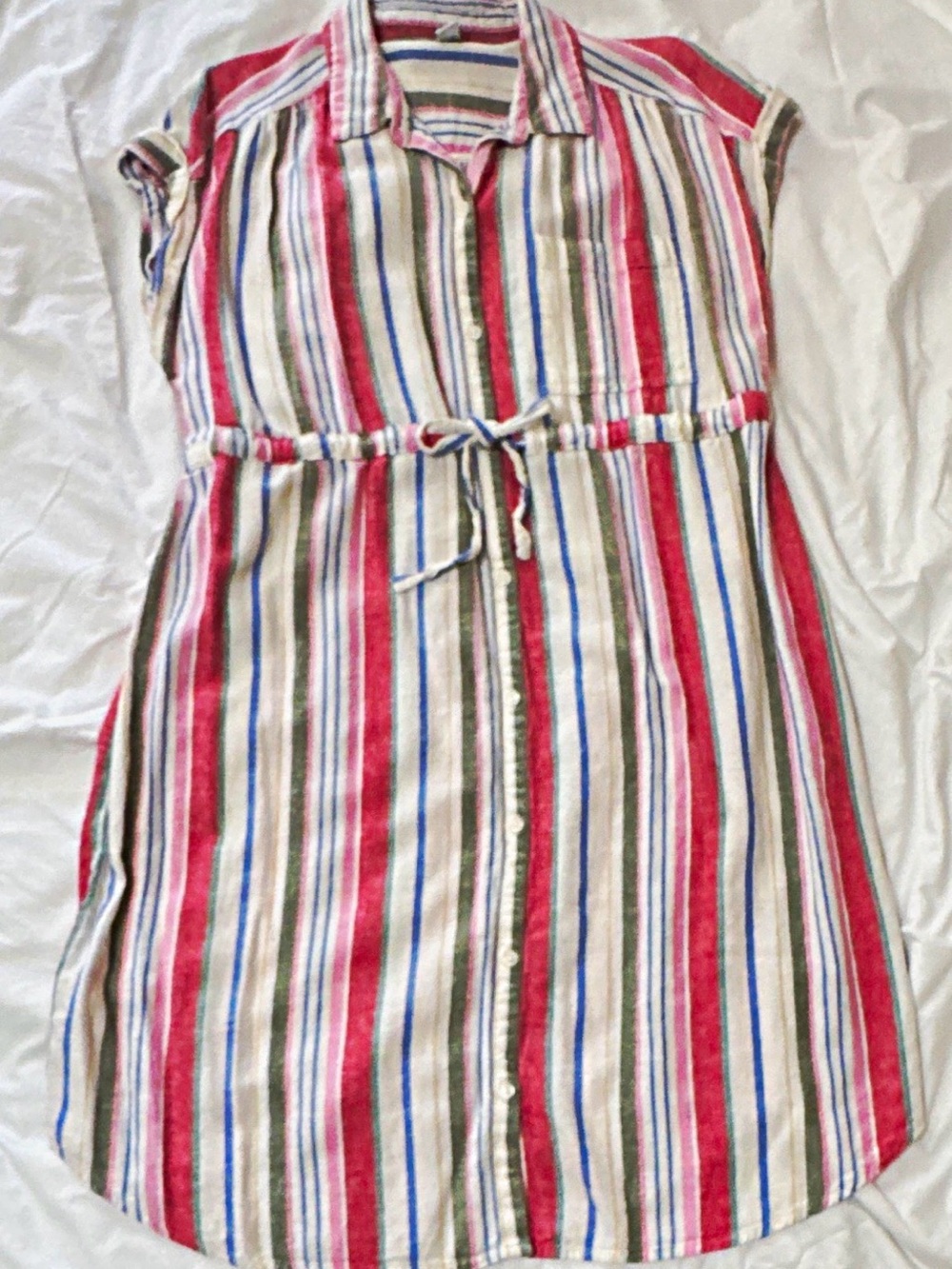 Old Navy Maternity Striped Button-Front Drawstring Shirt Dress, size M